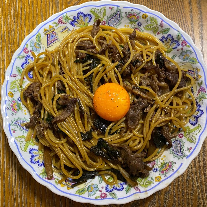 赤ワインのマリアージュ！牛すき風パスタ